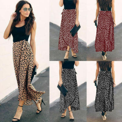 

Women Leopard Long Maxi Dress Summer Evening Party Beach Loose Casual Sundress