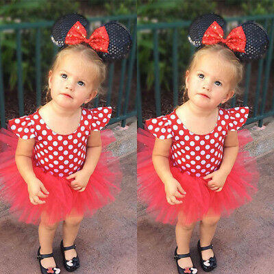 

New Cute Girl Kids Baby Princess Party Wedding Pokla Dot Tulle Tutu Romper Dress