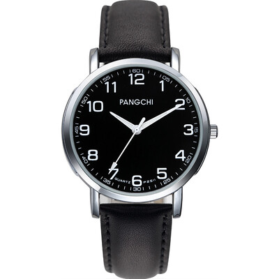 

Pengzhi belt old man watch female expression couple watch middle&old age watch men quartz watch woman waterproof big numbe