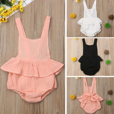 

Newborn Baby Girls Bow-knot Romper Bodysuit Jumpsuit Sunsuit Clothes Outfits LE