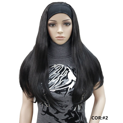 

StrongBeauty Long 34 womens wigs hairpiece Straight with Adjust Black Headband Blonde Highlighted wig Synthetic Hair