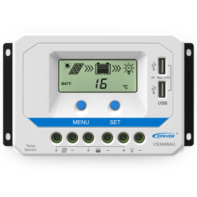 

ViewStar-AU Series 10-60A PWM Solar Charge Controller for 12V24V36V48V Solar Panel System LCD Display Negative Grounded Solar