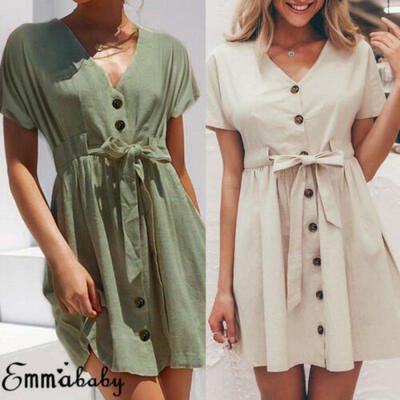 

Womens Summer Boho Casual Short Mini Evening Party Cocktail Beach Dress Sundress