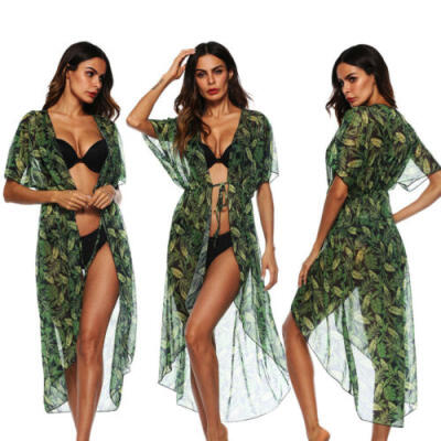 

2019 Women Summer Floral Bikini Sun Protective Cover Up Blouse Beach Swimwear