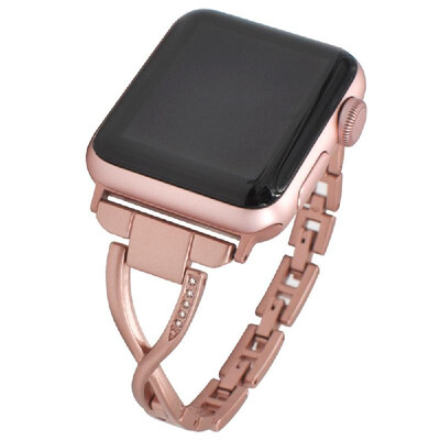 

Womens Diamond Inserted Strap Bracelet Jewelry Fashion Elegant Wristband Stainless Steel Watch Band For Apple Watch