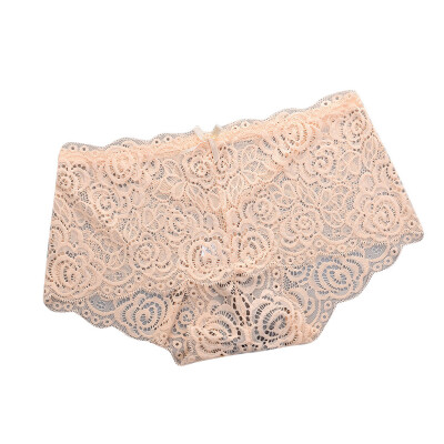 

Toponeto New Fashionable Sexy Women Lace Jacquard Breathable Hip Mid-waist Underpant