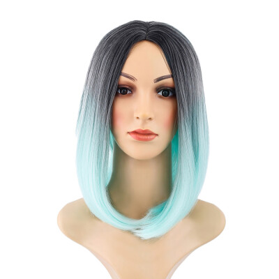 

Gobestart Black Pink Ombre Hair Straight Bob Wigs Synthetic Hair Short Party Hair Wig