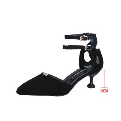 

French girl high-heeled shoes net red pointed shoes womens summer Korean version of a word buckle with fine-heeled cat shoes wome
