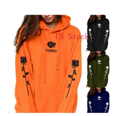 

Fashion Women&Men Winter Warm Hoodie Coat Jacket Oversize Outwear Rose Print