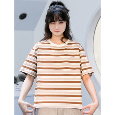 

Women Tops Harajuku Vintage Girl Stripe Printed T-Shirts Summer Women Casual Loose Short Sleeve tee Tops Femme T-shirt