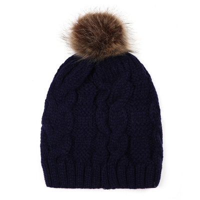 

Tailored Adult Women Keep Warm Winter Fur Ball Knitted Wool Beanie Hemming Hat Cap