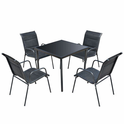 

5 Piece Outdoor Dining Set Steel Black