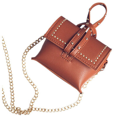 

PU leather female models simple rivet small square bag handbag shoulder diagonalBag 125 115 65cm