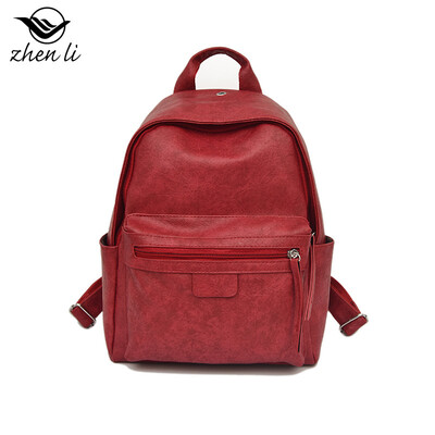 

New PU retro style fashion bag simple candy color small backpack explosion models handbags