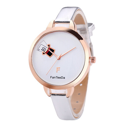 

Temperament Womens Watches Simple Pattern Dial Ladies Fashion Quartz Wristwatch Golden border Clock Casual Gift Reloj Mujer