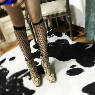

Women Girls Fishnet Ankle High Short Socks Big Bowknot Mesh Knee-Highs Fish Net