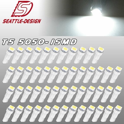 

50X T5 5050 Led Cool White Dashboard Gauge Bulb Instrument Panel Lights 17 18 27