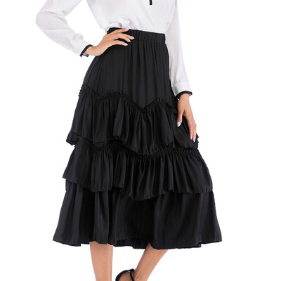 

Roseonmyhand Women Retro Cake Skirt High Waist Flared Pleated Skirt A Line Skirt Midi Skirt
