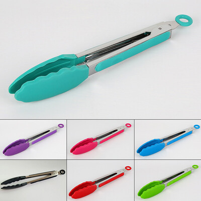 

Stainless Steel Kitchen Restaurant Tongs Food BBQ Cooking Non-Stick Silicone Tip