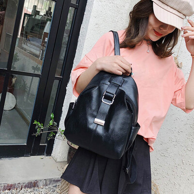 

Tailored Retro Backpack Female Multi-Function Leather Buckle Travel Casual Student Bag