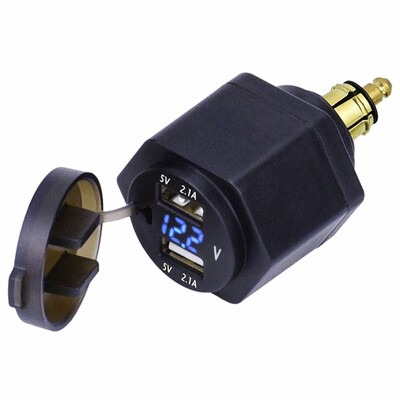 

Motorcycle Dual USB Charger for DIN Hella Socket USB 42A Voltmeter Voltage for EU BMW Motorcycles Input 12-24V