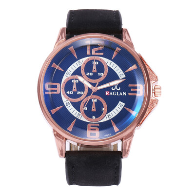 

New mens three-eye digital large dial belt quartz