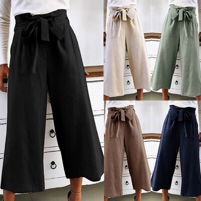 

Tailored Womens Wild Fashion Casual Lace Loose Solid Cropped Trousers