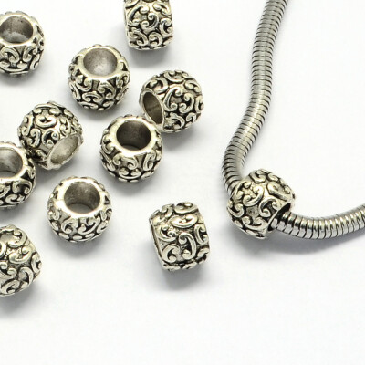 

Alloy European Beads Large Hole Beads Rondelle Antique Silver 95x7mm Hole 5mm