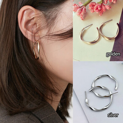 

Fashion Rock Exaggerated Club Round Stud Earrings Matte Gold Silver Color