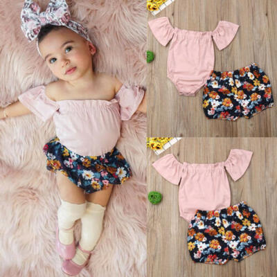 

Toddler Infant Baby Girl Summer Clothes Romper Tops Floral Shorts Pants 2Pcs Set