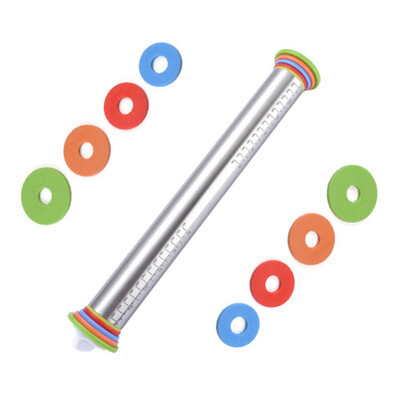 

Stainless Steel Rolling Pins With Adjustable Thickness Rings And Silicone Baking Pastry Mat Kitchen Baking Tool Set
