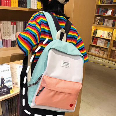 

New Fashion Womens Portable Backpack Casual Wild Contrast Color Backpack
