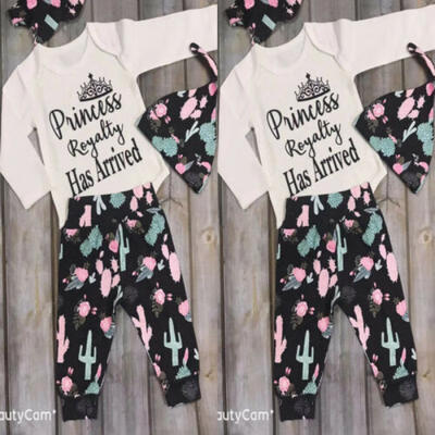 

3PCS Newborn Kids Baby Girls Princess Romper Cactus Pants Outfits Set Clothes UK