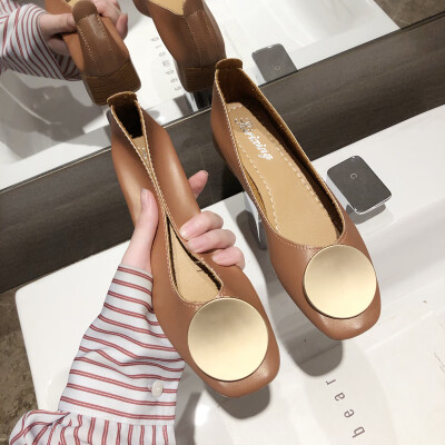 

Bean Bean Shoes Female Korean Version Baitie Net Red Lazy Late Shoes Fairy Flat Bottom Marie Jane Single Shoes Shallow&Elegant