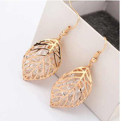

EK931 Fashion Vintage Leaf Feather Wing Flower Crystal Pearl Triangle Coin Heart Bowknot Stud Earrings For Women Jewelry Gift