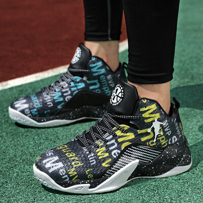 

Basketball shoes mens high-top boots mesh breathable shock absorption non-slip wear-resistant solid bottom running shoes