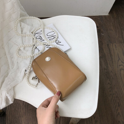 

Advanced womens bag network celebrity ins Pearl bag 2019 new simple single shoulder slant mobile phone square bag