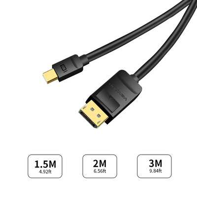 

VENTION Mini DP to DP Adapter Cable 4K60Hz Mini DisplayPort to DisplayPort Converter Male to Male Gold-plated Cord for Macbook Th