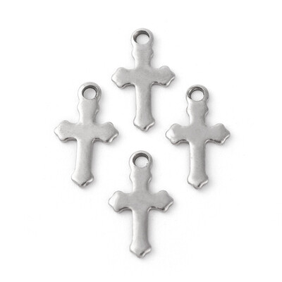 

304 Stainless Steel Charms Cross Stainless Steel Color 12x7x1mm Hole 14mm