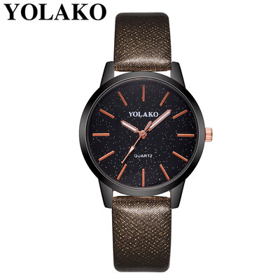 

YOLAKO Fashion large dial watches woman students WristWatch Damen simple Clock leisure belt retro lovers quartz watch 533