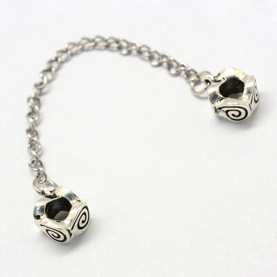 

Alloy European Safety Chains with Iron Curb Chains For European Bracelet Makings Donut Antique Silver 95mm Hole 45mm