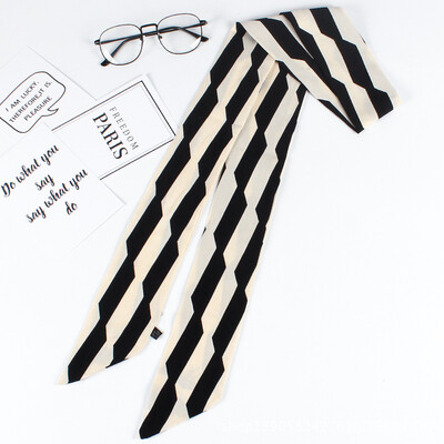 

Korean silk scarf spring&summer small scarf chiffon printing Variety scarf long double small bow tie decoration wild