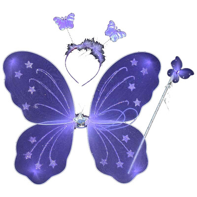 

WEIXINBUY 3pcsSet Girl Fairy Princess Christmas Costume Butterfly Wing Wand Headband