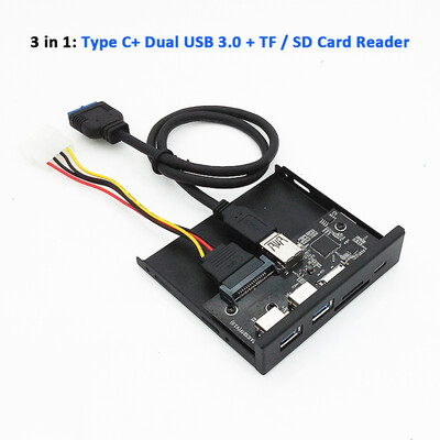 

33S50-RTK Card Reader Media Type-C Dual USB 30 Port Hub Dashboard PC Front Panel with USB Power Cable