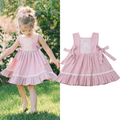 

Summer Baby Kids Girls Flower Sleeveless Princess Dress Party Skirts Clothes UK