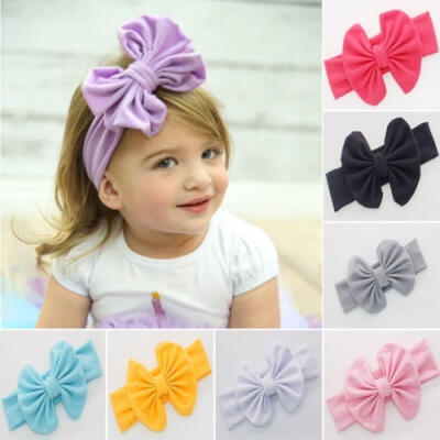 

Cute Newborn Baby Kids Girl Headband Cotton Elastic Big Bow Knot Hair Band Hot