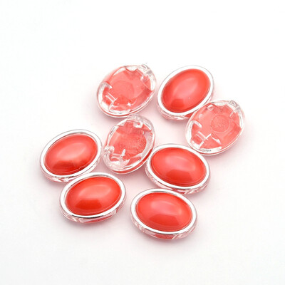 

Sew on Taiwan Acrylic Garment Accessories Oval Tomato 13x11x7mm Hole 1mm