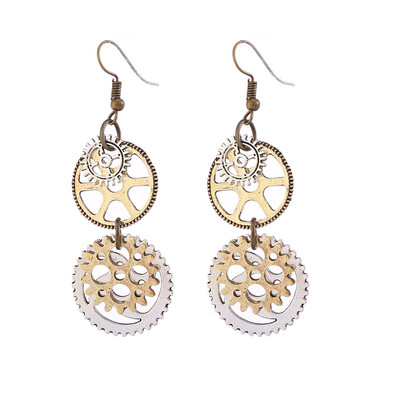 

Ladies Personality Fashion Watch Pin Gear Earrings