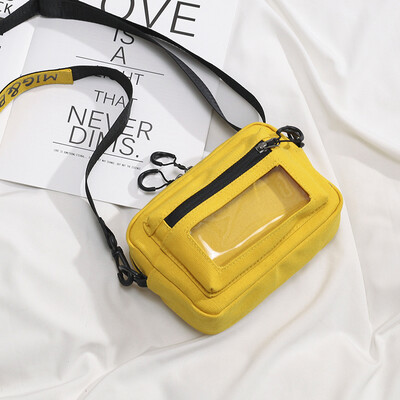 

Ins Korean Japanese canvas bag girl hip-hop girl oblique satchel dirt cool bungee jumping bag single shoulder bag