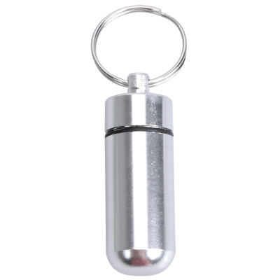 

Waterproof Sealing Aluminum Alloy Pill Box Drug Holder Keychain Container